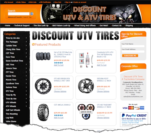 Discount UTV Tires Web Design Example