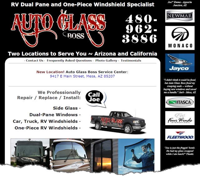 Auto Glass Boss Web Design Example